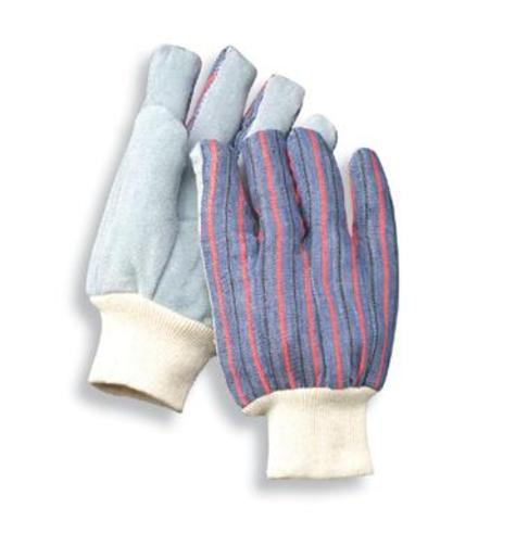 Radnor¬Æ Large Economy Grade Split Leather Palm Gloves With Knit Wrist And Striped Canvas Back