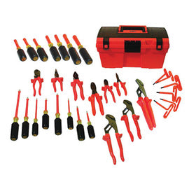 Salisbury by Honeywell 30 Piece Insulated Electricians Tool Set (Includes 9" Lineman Plier, 8" HD Slip Joint Plier With Cutting Shear, Crimping Tool, 10" Tongue And Groove Plier And Plastic Box)