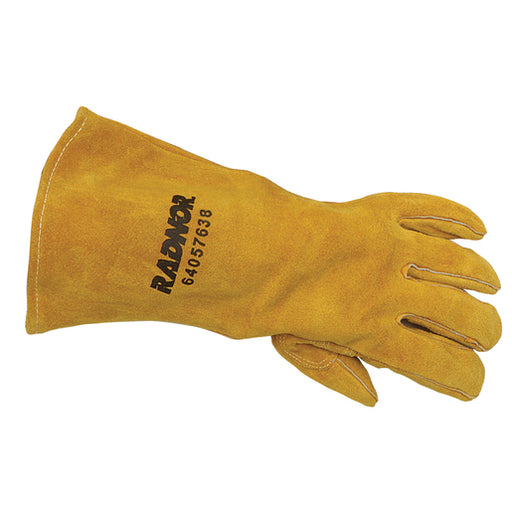 Radnor¬Æ Large Bourbon Brown 14" Premium Side Split Cowhide Cotton Lined Left Hand Welders Glove With Straight Reinforced Thumb, Welted Fingers, Kevlar¬Æ Stitching And Pull Tab(Carded)