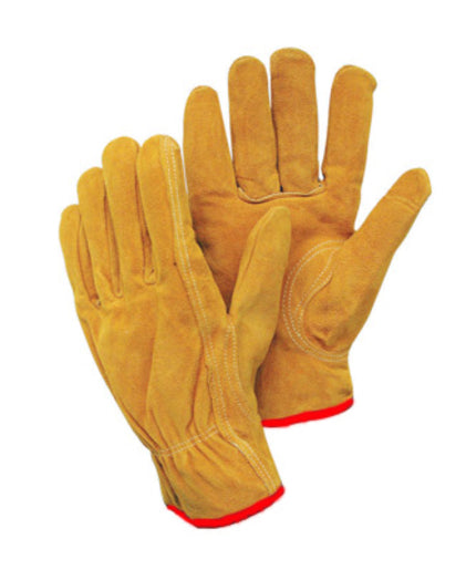 Radnor¬Æ Small Leather Unlined Drivers Gloves With Keystone Thumb, Slip-On Cuff, Red Hem And Shirred Elastic Back
