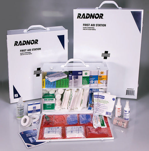 Radnor¬Æ White And Black Steel Portable Or Wall Mounted 150 Person 3 Shelf Industrial First Aid Kit