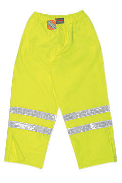 MCR Safety¬Æ Fluorescent Lime Luminator‚Ñ¢ Polyester And Polyurethane Pants With Hi Viz Stripes, Elastic And Drawstring Waist