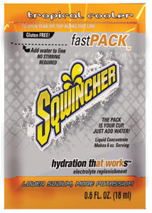 Sqwincher¬Æ .6 Ounce Fast Pack¬Æ Liquid Concentrate Packet Tropical Cooler Electrolyte Drink - Yields 6 Ounces (50 Single Serving Packets Per Box)