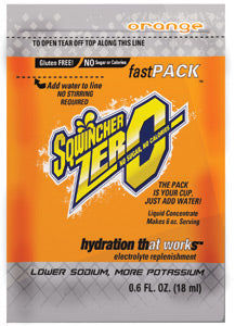 Sqwincher¬Æ .6 Ounce Fast Pack¬ÆZERO Liquid Concentrate Packet Orange Lite Electrolyte Drink - Yields 6 Ounces (50 Single Serving Packets Per Box)