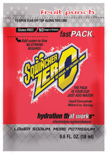 Sqwincher¬Æ .6 Ounce Fast Pack¬ÆZERO Liquid Concentrate Packet Fruit Punch Lite Electrolyte Drink - Yields 6 Ounces (50 Single Serving Packets Per Box)
