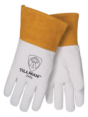 Tillmanª Large Pearl Top Grain Kidskin Unlined Premium Grade TIG Welders Gloves With Straight Thumb, 2" Cuff And Kevlar¨ Lock Stitching