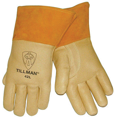Tillmanª Large Brown Top Grain Pigskin Cotton/Foam Lined Premium Grade MIG Welders Gloves With Straight Thumb, 4" Cuff And Kevlar¨ Lock Stitching