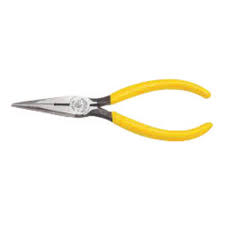 Klein Tools 2 7/16" X 11/16" X 7 3/16" Drop Forged Alloy Steel Standard Side-Cutting Long Nose Plier With Yellow Plastic Dipped Handle