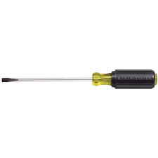 Klein Tools 1/4'' X 8" X 12 11/32" Chrome Plated Heavy Duty Round Shank Cabinet Screwdriver With Cushion Grip Handle