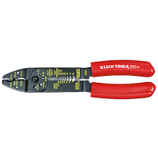 Klein Tools 8 1/2" Multi-Purpose Electrician's Crimping Tool With Red Plastic Covered Cushioned Handle