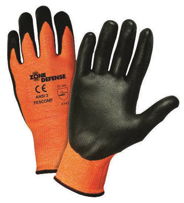 West Chester Medium Zone Defenseª Cut And Abrasion Resistant Orange HPPE Black Nitrile Foam Palm Coated Work Gloves With Elastic Knit Wrist