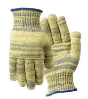 Wells Lamont Large Gray And Yellow Whizard¨ Metalguard¨ 7 gauge Heavy Weight Fiber And Stainless Steel Ambidextrous Cut Resistant Gloves With , Cotton Lined, Cotton Plaiting And Additional Reinforcement Thumb