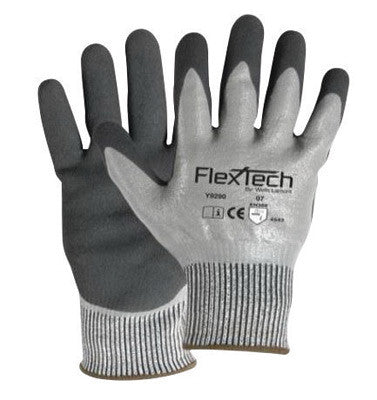 Wells Lamont Medium Gray And Black FlexTech 13 gauge Light Weight HPPE Dipped Cut Resistant Gloves With Knitwrist And Thermal Lining