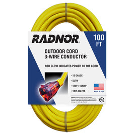 Radnor¨ 12/3 X 100' Extension Cord With Lighted End