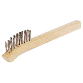 Weiler® 2 1/4" Scratch Brush With 8 3/4" X 1/2" Block, 2 X 9 Rows, Wood Handle And .006" X 5/8" Stainless Steel Trim