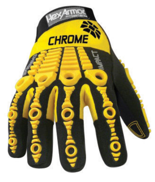 HexArmor¨ Size 10 Black And Yellow Chrome Series¨ Clute Cut SuperFabric¨ And Leather Reusable 360¡ Cut Resistant Gloves With Elastic Cuff, SuperFabric¨ Lined And PVC Printed Synthetic Leather Palm