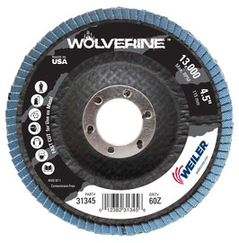 Weiler® Wolverine™ 4 1/2 X 7/8 60 Grit Type 29 Flap Disc