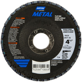 Norton® Metal® 4 1/2" X 7/8" 80 Grit Type 29 Conical Flap Disc
