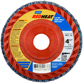 Norton® Red Heat® 4 1/2" X 7/8" 60 Grit Type 27 Flat Flap Disc