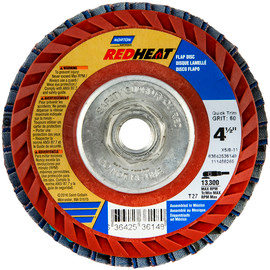 Norton® Red Heat® 4 1/2" X 5/8" - 11 40 Grit Type 27 Flat Flap Disc