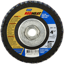 Norton® Red Heat® 4 1/2" X 5/8" - 11 60 Grit Type 29 Conical Flap Disc