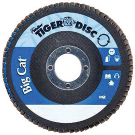 Weiler® 4 1/2" X 7/8" 60 Grit Big Cat® Zirconium Type 27 High Density Flat Shape Flap Disc With Phenolic Backing