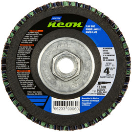 Norton® Neon® 4 1/2" X 5/8" - 11 40 Grit Type 27 Flat Flap Disc