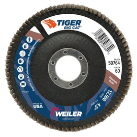 Weiler® TIGer® Big Cat 4 1/2 X 7/8 60 Grit Type 27 Flap Disc