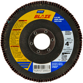 Norton® Blaze® 4 1/2" X 7/8" 60 Grit Type 27 Flat Flap Disc