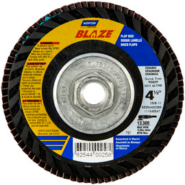 Norton® Blaze® 4 1/2" X 5/8" - 11 60 Grit Type 27 Flat Flap Disc