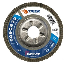 Weiler® TIGer® 4 1/2 X 7/8 60 Grit Type 29 Flap Disc
