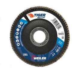 Weiler® TIGer® Big Cat 4 1/2 X 7/8 80 Grit Type 27 Flap Disc