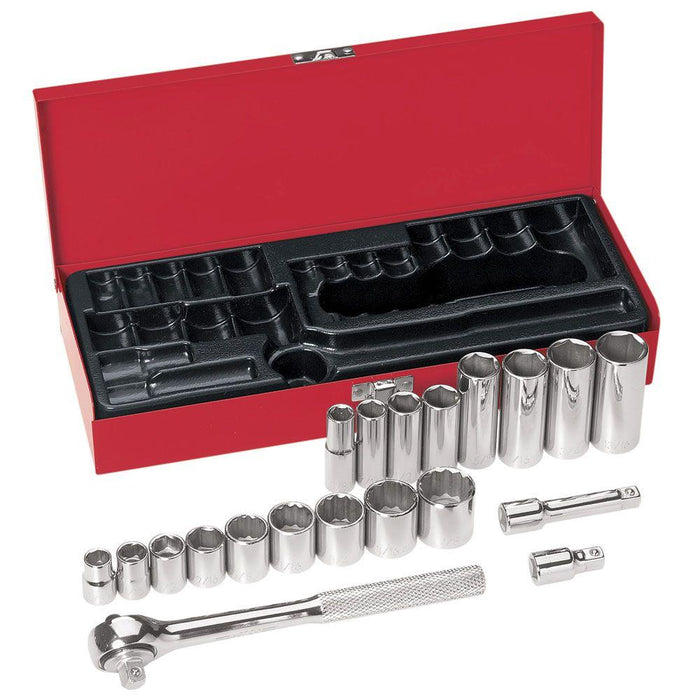 Klein Tools 3/8" 12 Piece Socket Wrench Set With (2) Extensions And Ratchet