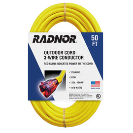 Radnor¨ 12/3 X 50' Extension Cord With Lighted End