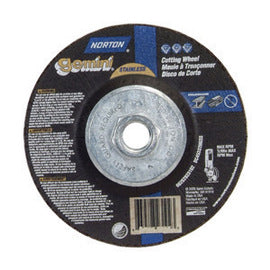 Norton® 5" X 3/32" X 5/8" - 11 Aluminum Oxide Gemini® Right Cut™ Type 27/42 Depressed Center Cut Off Wheel For Use With Right Angle Grinder On Steel, Metal And Stainless Steel (Quantity 10)