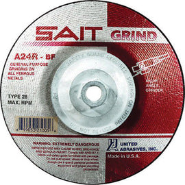 United Abrasives 9" X 1/4" X 5/8" - 11 A24R 24 Grit Aluminum Oxide Type 28 Grinding Wheel (Qty 1)