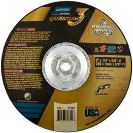 Norton® 9" X 1/4" X 5/8" - 11 Quantum3™ Ceramic Aluminum Oxide Type 28 Depressed Center Grinding Wheel (Quantity 10)