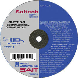 United Abrasives 4" X 1/16" X 3/8" Saitech Ultimate Performance™ Ceramic Aluminum Oxide Type 1 Cut Off Wheel (Qty 1)