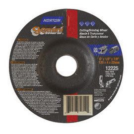 Norton® 5" X 1/8" X 7/8" Aluminum Oxide Gemini® Right Cut™ Type 27/Type 28 Depressed Center Combination Wheel For Use With Angle Grinder On Steel, Metal And Stainless Steel (Qty 1)