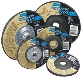 Norton® 5" X 1/8" X 5/8" - 11 24 Grit Very Coarse Ceramic Alumina Zirconia Alumina NORZON PLUS™ Type 27 Depressed Center Cut Off, Notching And Light Grinding Wheel Wheel For Use On Metal And Stainless Steel (Qty 1)