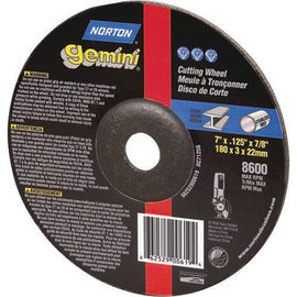 Norton® 7" X 1/4" X 7/8" 24 Grit Very Coarse DC714GFC Aluminum Oxide GEMINI® FREECUT Type 27 Depressed Center Grinding Wheel For Use With Right Angle Grinder On Steel And Stainless Steel (Quantity 20)