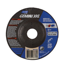 Norton® 4 1/2" X 1/4" X 7/8" Aluminum Oxide Gemini® XXL Type 27 Grinding Wheel For Use With Right Angle Grinders On Steel And Stainless Steel