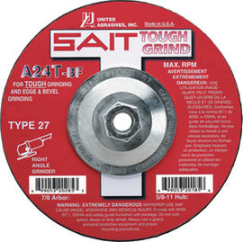 United Abrasives 6" X 1/4" X 5/8" - 11 A24T 24 Grit Aluminum Oxide Type 28 Grinding Wheel (Quantity 10)
