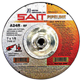 United Abrasives 9" X 1/8" X 5/8" - 11 A24R Pipeline 24 Grit Aluminum Oxide Type 27 Cut Off Wheel (Quantity 10)