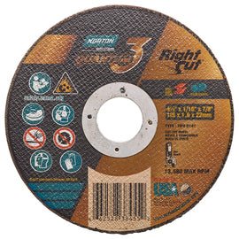 Norton® 4 1/2" X 1/16" X 7/8" Quantum3™ RightCut Ceramic Reinforced Type 01/41 Cut Off Wheel (Quantity 25)