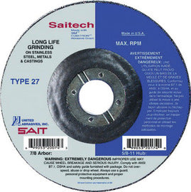 United Abrasives 4 1/2" X 1/8" X 7/8" SAITECH™ Ceramic Aluminum Oxide Type 27 Cut Off Wheel (Qty 1)