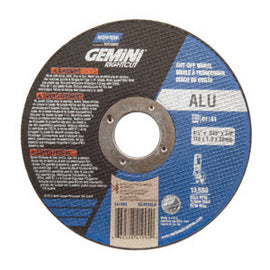 Norton® 4 1/2" X 0.045" X 7/8" Aluminum Oxide Gemini® Right Cut™ Type 01/41 Straight Cut Off Wheel For Use With Right Angle Grinder On Aluminum (Qty1)