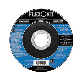 FlexOVit™ 9" X 1/8" X 7/8" A24/30T Aluminum Oxide HIGH PERFORMANCE™ Heavy Duty Type 27 Depressed Center Cut Off And Grinding Wheel For Use With Angle Grinder On Metal And Stainless Steel (Quantity 10)