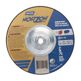 Norton® 7" X 3/32" X 5/8" - 11 Aluminum Oxide Gemini® Right Cut™ Type 27/42 Depressed Center Cut Off Wheel For Use With Right Angle Grinder On Steel, Metal And Stainless Steel (Quantity 10)