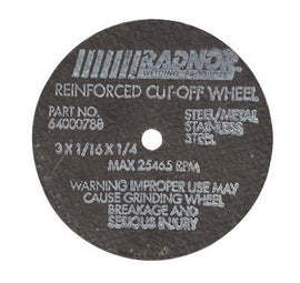 Norton® 3" X .0350" X 3/8" 60 Grit Medium A600 Aluminum Oxide GEMINI® FREECUT Resin Bonded Reinforced Type 1 Cut Off Wheel For Use With Straight Shaft Grinder On Metal (Quantity 25)